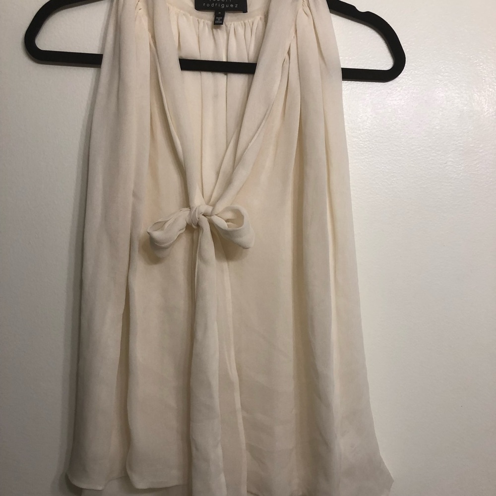 Robert Rodriguez sleeveless silk tie blouse